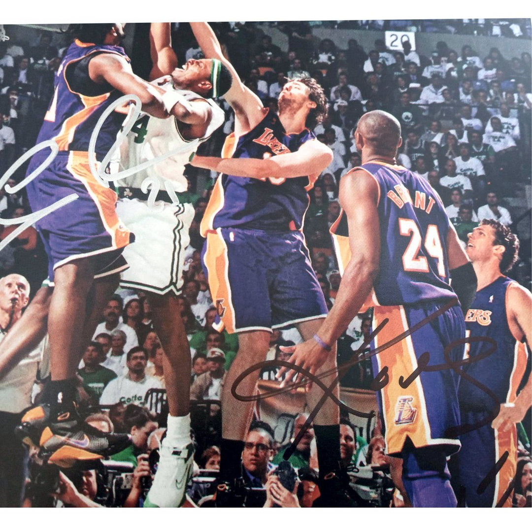 Kobe Bryant  Paul Pierce Pau Gasol 8 x 10 photo signed with proof - Awesome Artifacts 