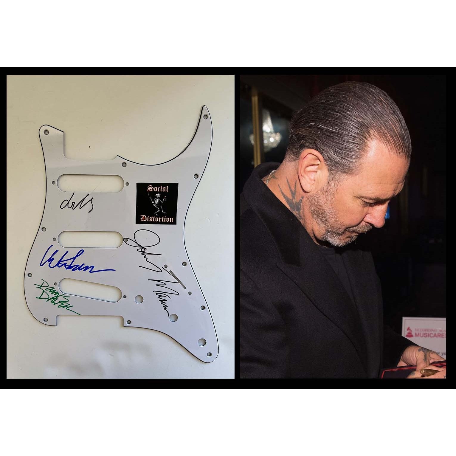 Mike Ness Social Distortion electric guitar pickguard signed with proof