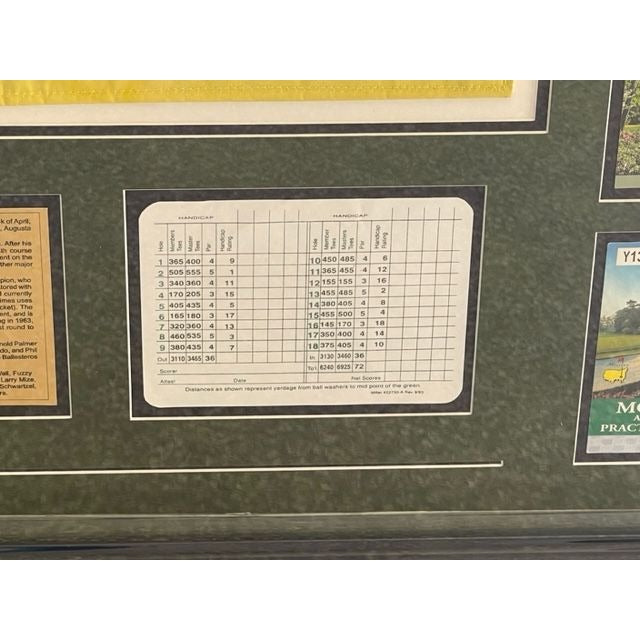 Masters Champions 35 in all with original Masters Tournament tickets signed Masters Flag and framed