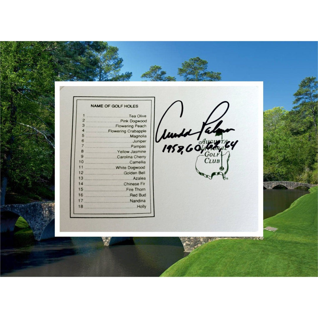 Arnold Palmer Masters scorecard signed with proof