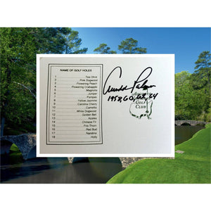 Arnold Palmer Masters scorecard signed with proof