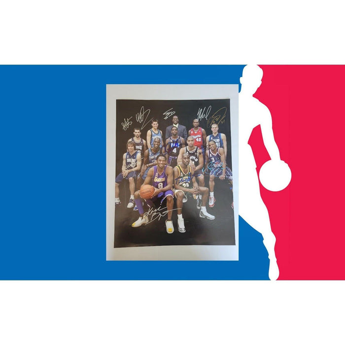 Kobe Bryant Shaquille O'Neal Gary Payton Tim Duncan Dirk Nowitzki Steve Nash 16 x 20 photo sign with proof