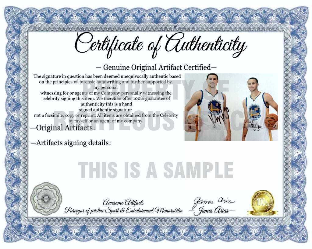 Golden State Warriors Stephen Curry and Klay Thompson 8 x 10 signed photo with proof