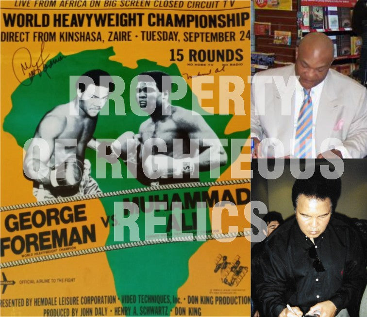 Muhammad Ali and George Foreman 16 x 20 photo signed with proof