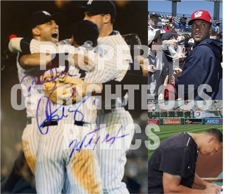 Derek Jeter Alex Rodriguez and Mark Teixeira 8 x 10 photo signed with proof
