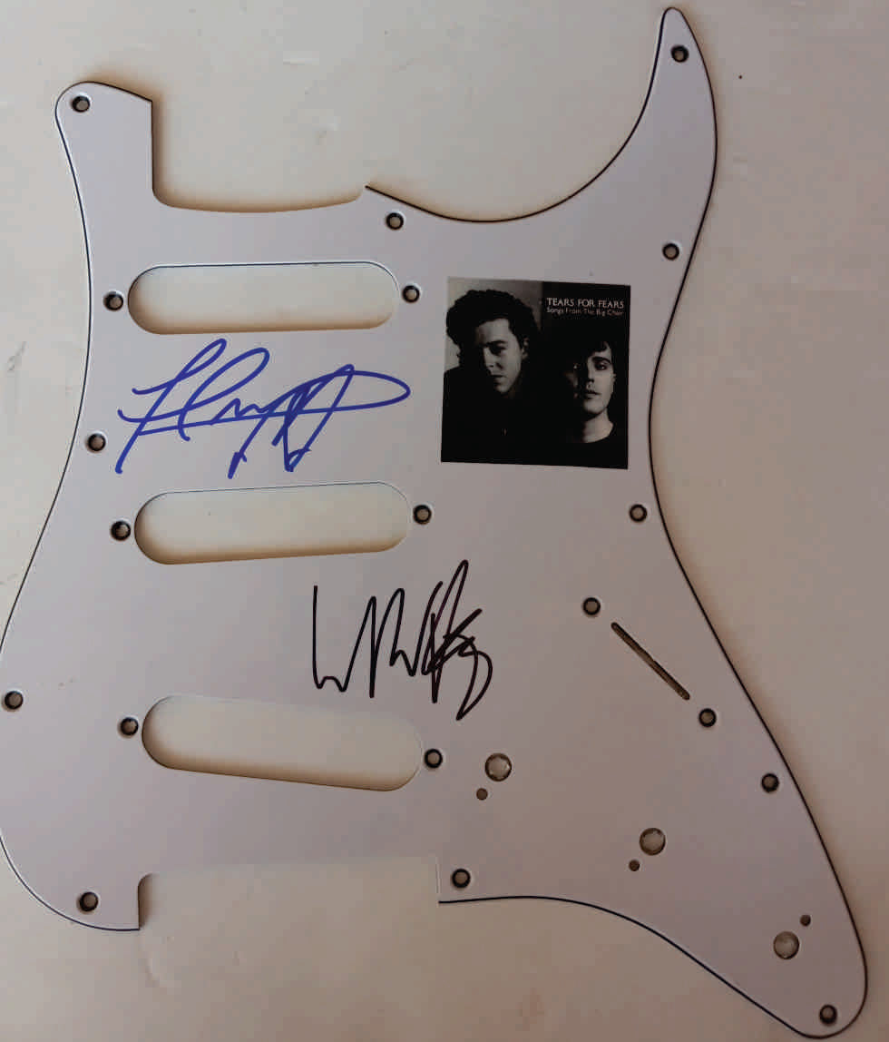 Tears For Fears Roland Orzabal and Curt Smith guitar pickguard signed with proof