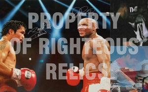 Manny Pacman Pacquiao and Floyd Money Mayweather 16 x 20 photo signed with proof