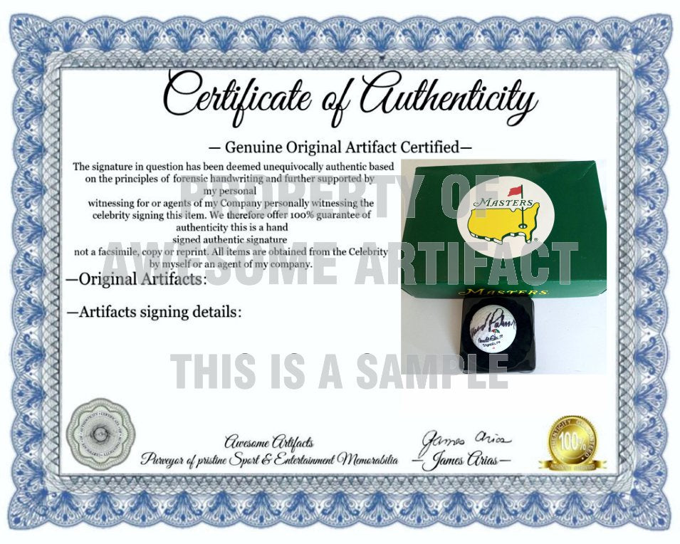 Arnold Palmer logo golf ball signed with proof