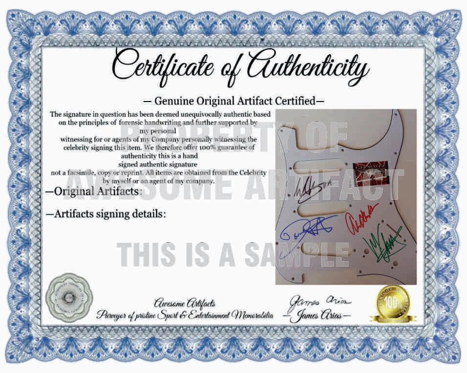 Eddie Van Halen David Lee Roth Michael Anthony Allex Van Halen guitar pickguard signed with proof