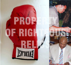 Muhammad Ali and George Foreman Everlast leather boxing glove signed with proof