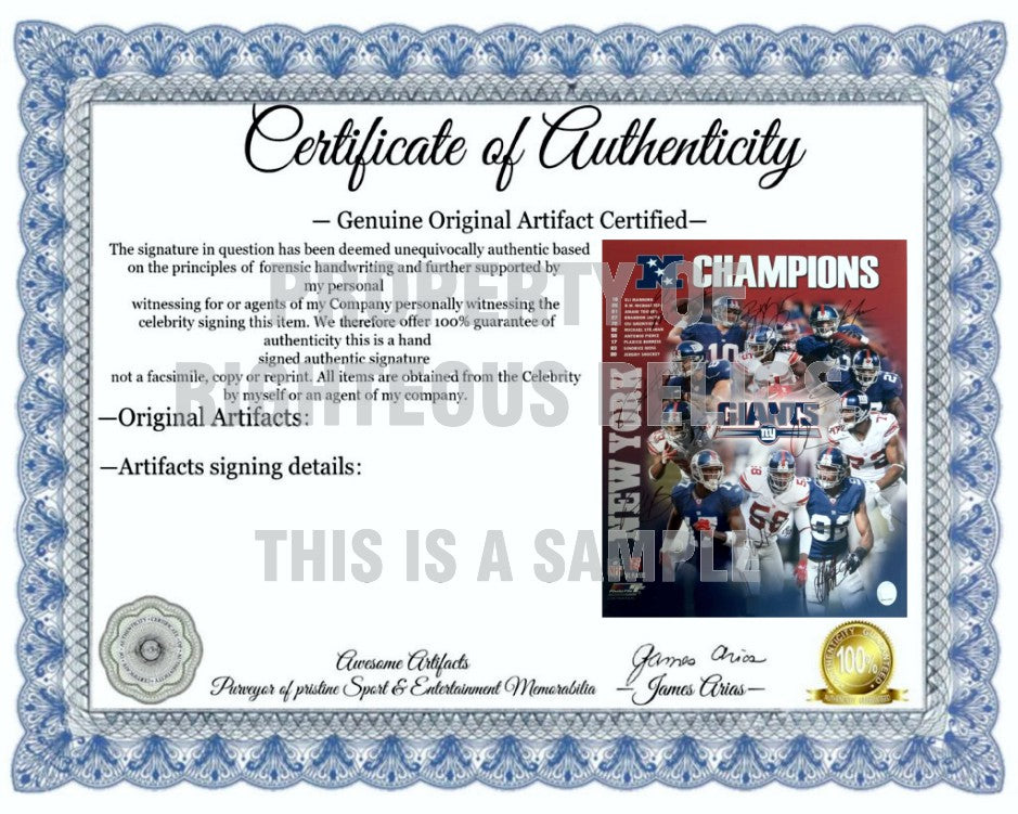 Eli Manning Brandon Jacobs Michael Strahan OSI Umenyiora Jeremy Shockey New York Giants 16 x 20 photo signed with proof