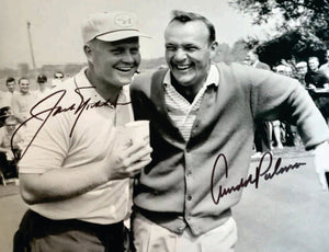 Jack Nicklaus & Arnold Palmer 8 x 10 black and white photo signed with proof