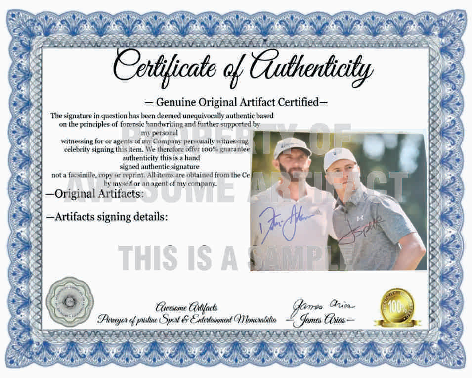 Dustin Johnson and Jordan Spieth 8 x 10 photo signed with proof