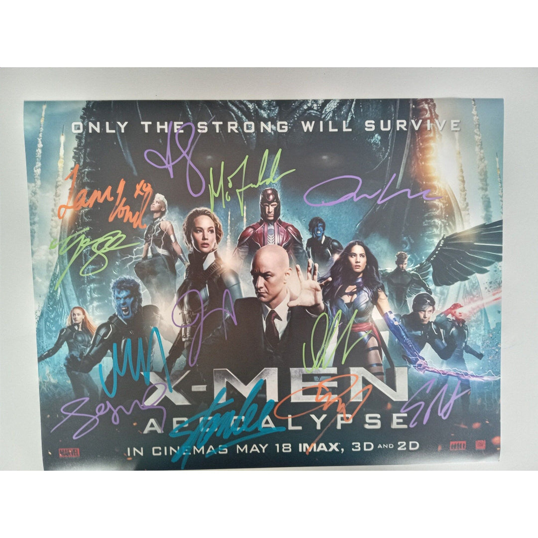 X-Men Apocalypse Stan Lee, James McAvoy, Michael Fassbender, Jennifer Lawrence, Oscar Isaac 11x14 with proof - Awesome Artifacts 