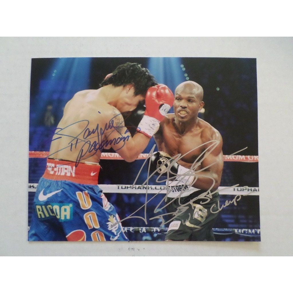 Manny Pacquiao and Timothy Bradley Junior 8 by 10 signed photo - Awesome Artifacts 