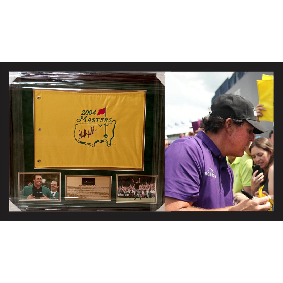 Phil Mickelson 2004 Masters Flag signed with proof - Awesome Artifacts 