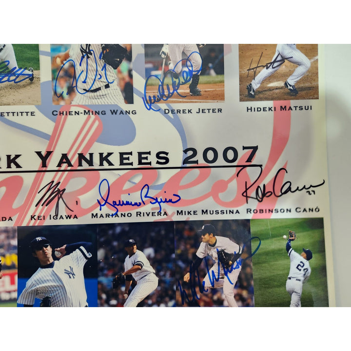 New York Yankees 2007 Andy Pettit Alex Rodriguez Derek Jeter Mariano Rivera 19x13 photo signed