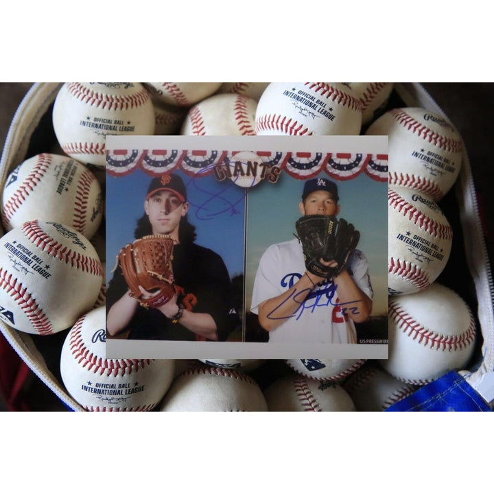 Clayton Kershaw and Tim Lincecum 8 by 10 signed photo