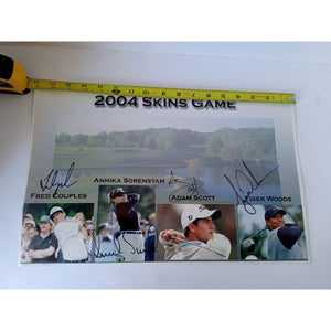 Tiger Woods, Annika Sorenstam, Adam Scott and Fred Couples 11 x 17 signed photo with proof