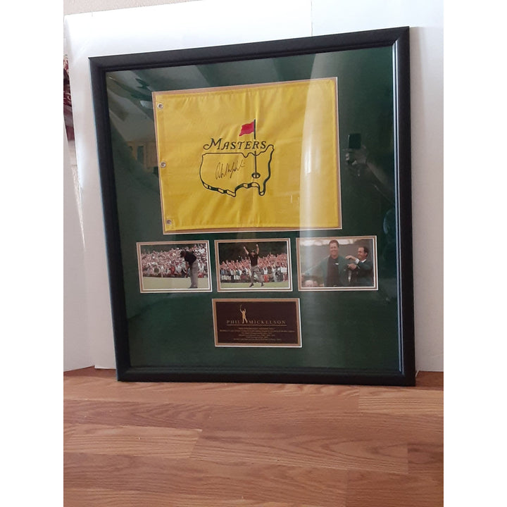 Phil Mickelson signed and framed Masters pin flag with proof - Awesome Artifacts 