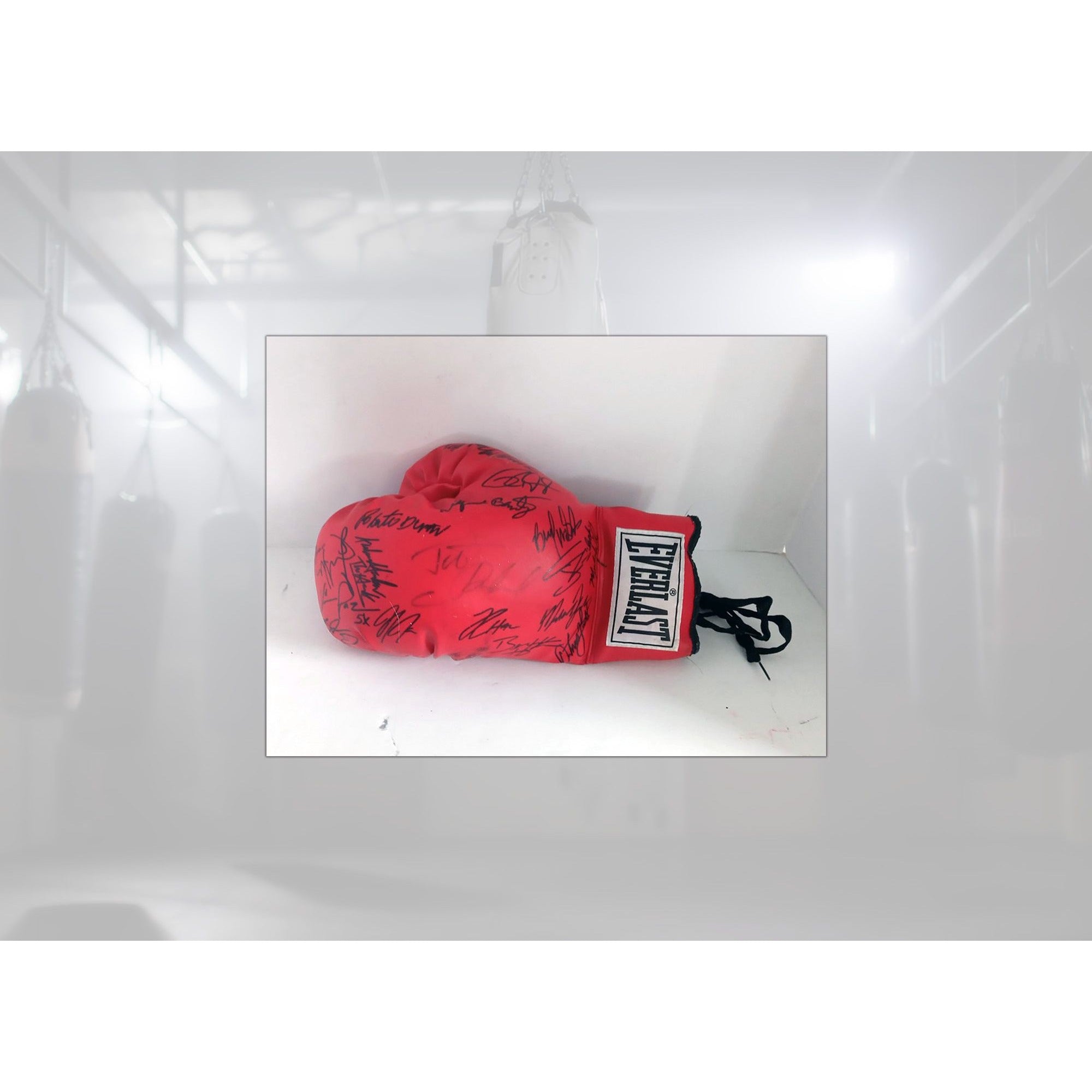 Johnny Tapia, Julio Cesar Chavez, Wilfredo Benitez, Roberto Duran 18 boxing Legend signed glove with proof