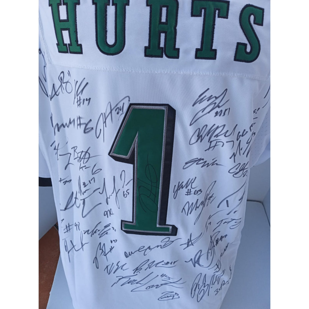 Philadelphia Eagles 2022-23 Jalen Hurts, A.J. Brown, DeVonta Smith team signed official Jalen Hurts jersey with proof