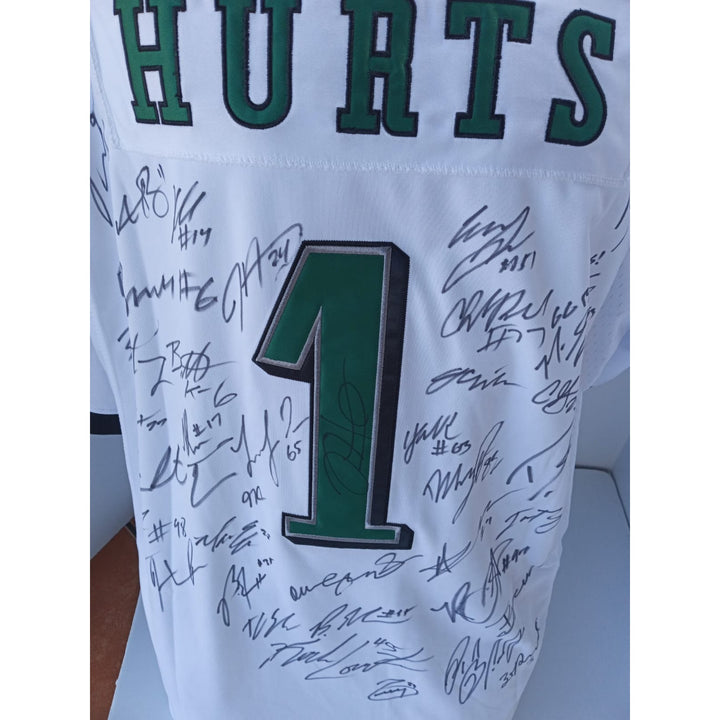 Philadelphia Eagles 2022-23 Jalen Hurts, A.J. Brown, DeVonta Smith team signed official Jalen Hurts jersey with proof