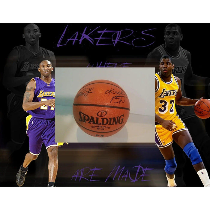 Kobe Bryant and Earvin Magic Johnson signed basketball with proof