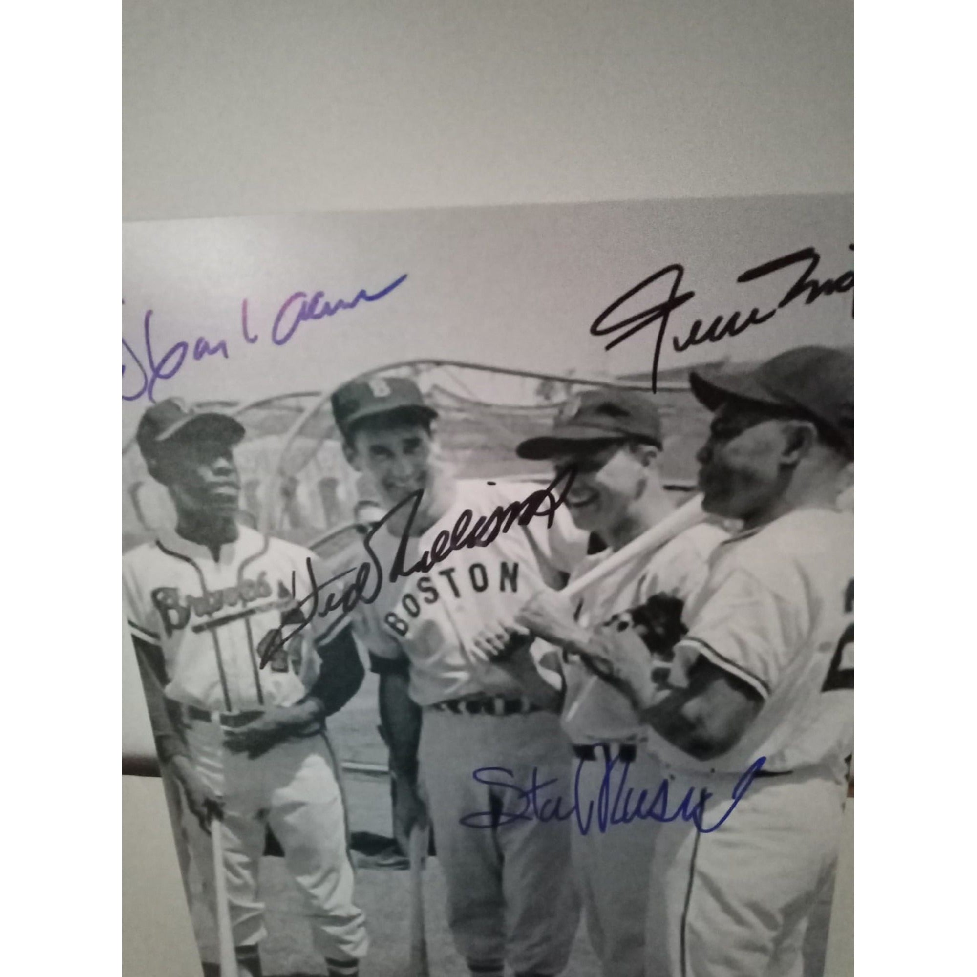 Hank Aaron, Ted Williams, Willie Mays, Stan Musial 8 by 10 photo