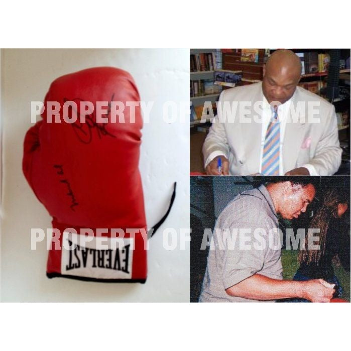 Muhammad Ali and George Foreman Everlast leather boxing glove signed with proof - Awesome Artifacts 