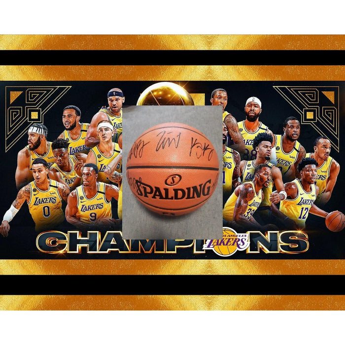 LeBron James, Anthony Davis 2019-20 Los Angeles Lakers team signed basketball with proof