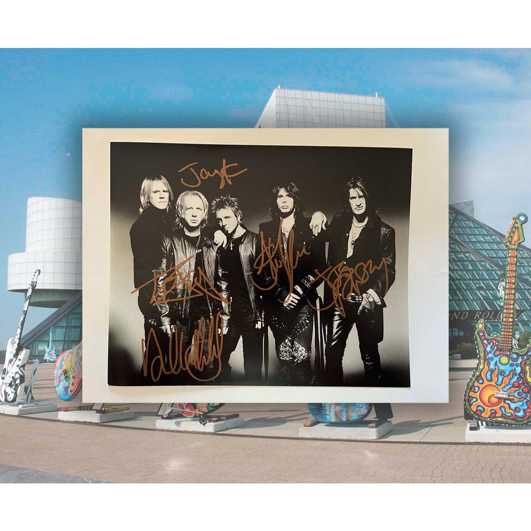 Aerosmith Stephen Tyler Joe Perry band signed 8x10 photo with proof