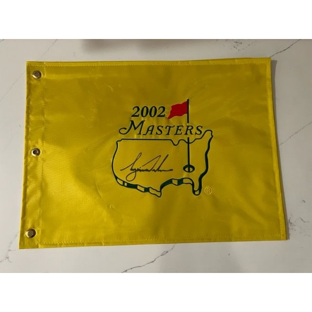 Tiger Woods 2002 Masters champion Masters pin flag signed with proof