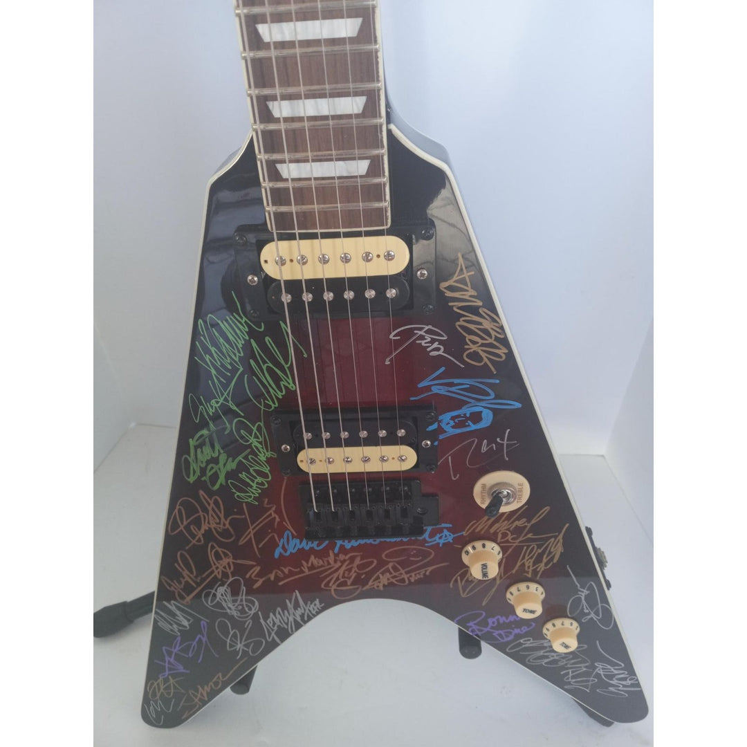 Metallica, Pantera, Judas Priest, Black Sabbath, Iron Maiden V electric guitar signed with proof