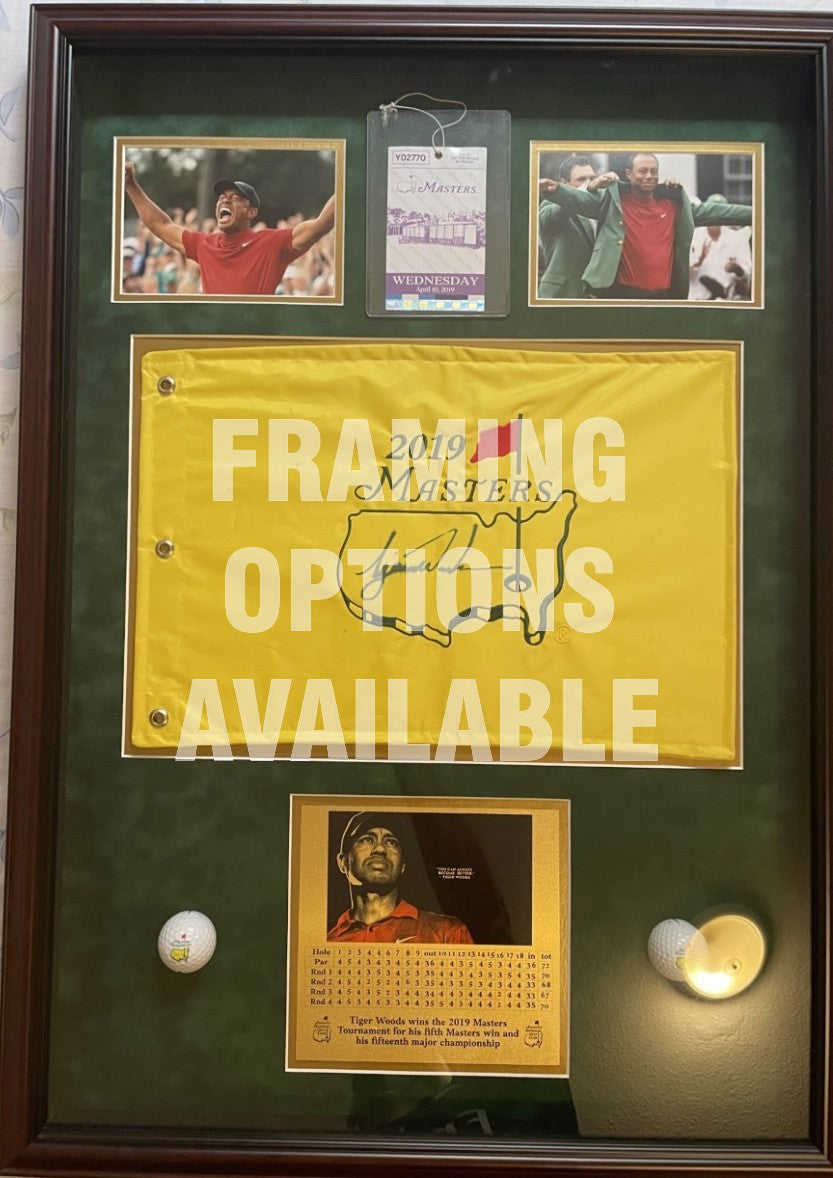 Tiger Woods 2019 Masters flag signed with proof