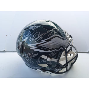 Philadelphia Eagles Jalen hurts AJ Brown Riddell speed replica full size helmet signed with proof free acrylic display case