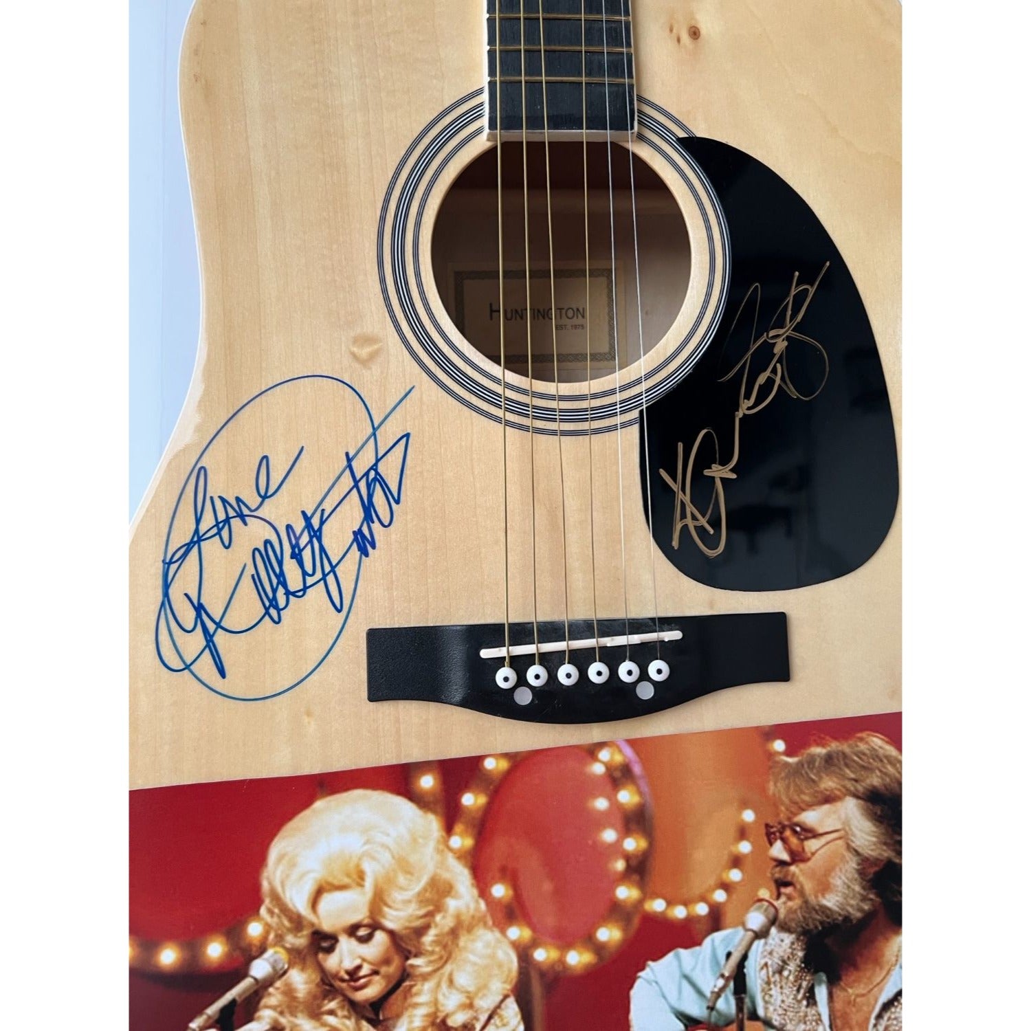 Dolly Parton and Kenny Rogers One of a Kind guitar signed with proof
