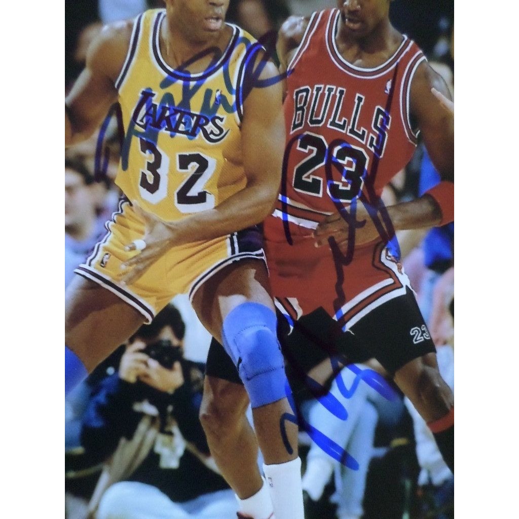Michael Jordan Earvin Magic Johnson 8 by 10 signed photo