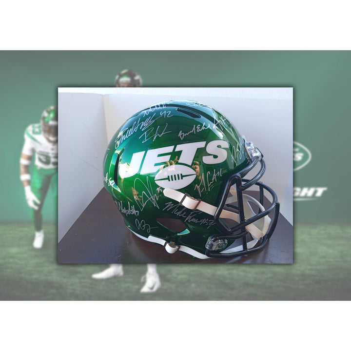 New York Jets 2022 Speed Riddell replica full size team signed helmet with proof