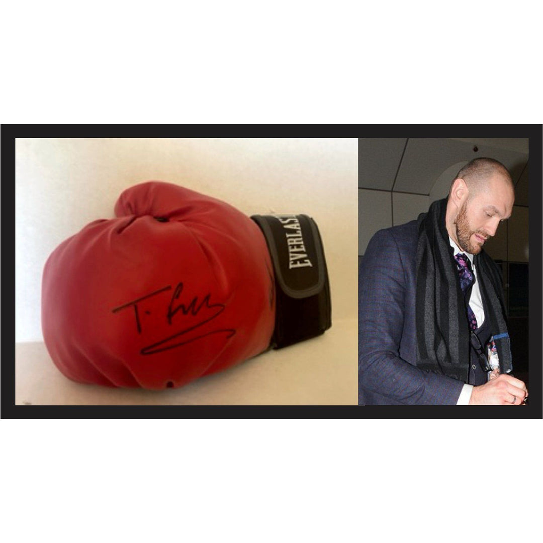 Tyson Fury leather boxing gloves signed with proof - Awesome Artifacts 