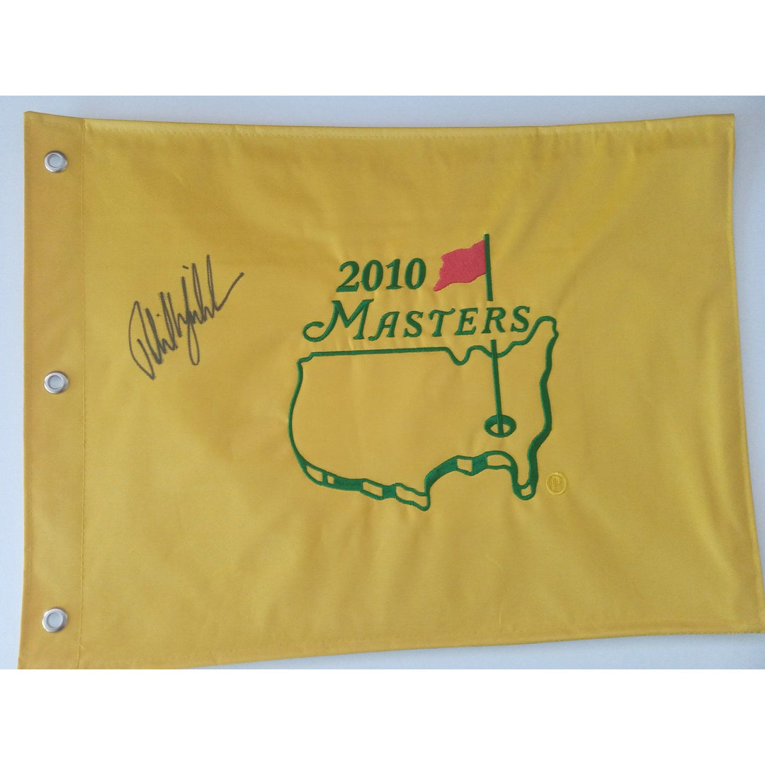 Phil Mickelson 2010 Masters flag signed with proof - Awesome Artifacts 