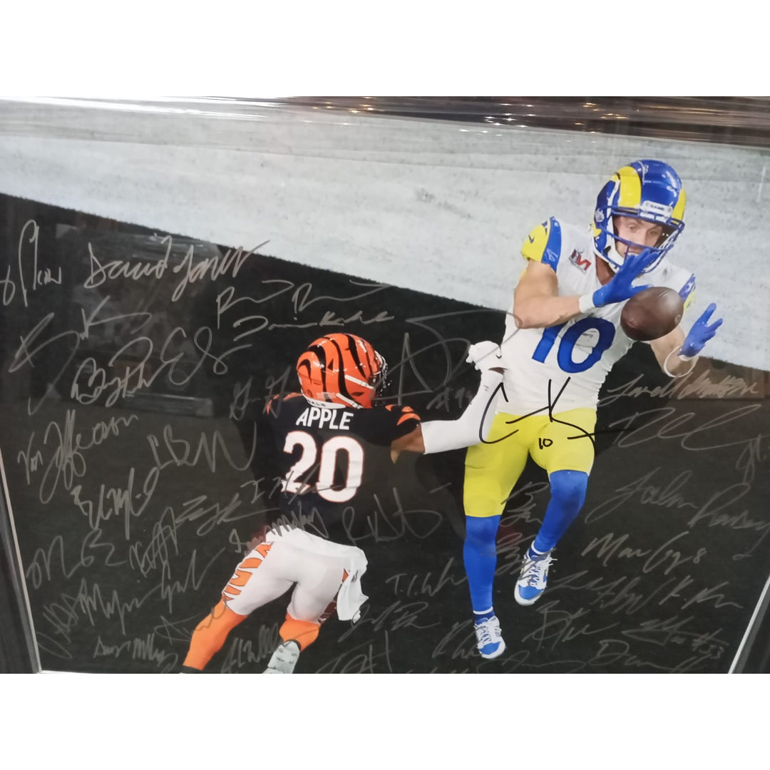 Los Angeles Rams Cooper Kupp Aaron Donald Matthew Stafford 2020 21 Super Bowl champions team signed and framed 16x20 photo