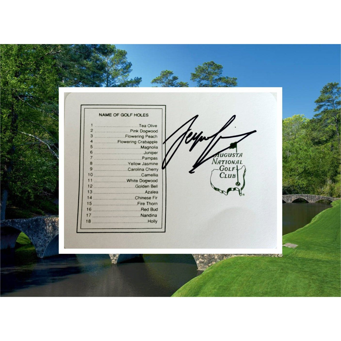 Sergio Garcia Masters scorecard signed with proof