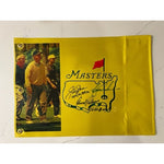 Load image into Gallery viewer, Tiger Woods Arnold Palmer Jack Nicklaus Masters one-of-a-kind golf flag signed with proof
