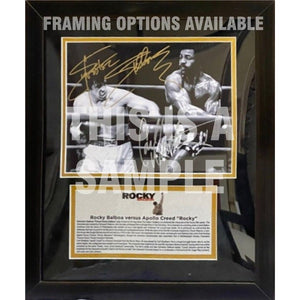 Rocky Balboa Sylvester Stallone, Apollo Creed Carl Weathers, Burgess Meredith 8x10 photo signed with proof
