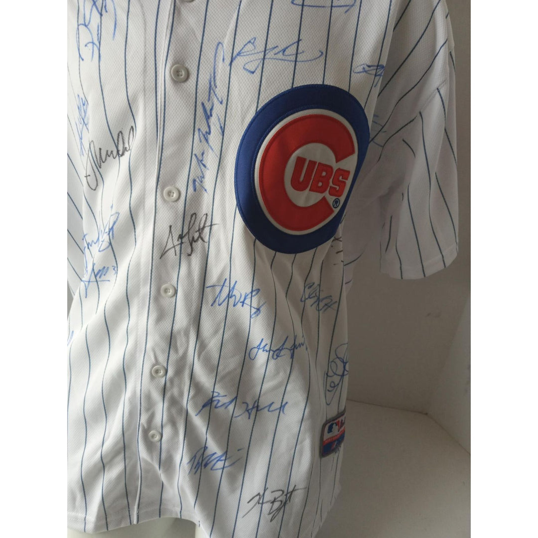 Chicago Cubs world champions Joe Maddon Chris Anthony Rizzo Kris Bryant team signed jersey with proof