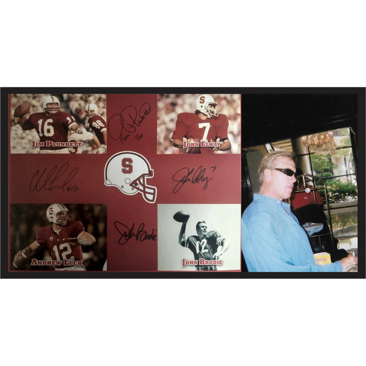 University of Stanford John Elway Jim Plunkett Andrew Luck John Brodie 11 by 14 photo signed - Awesome Artifacts 