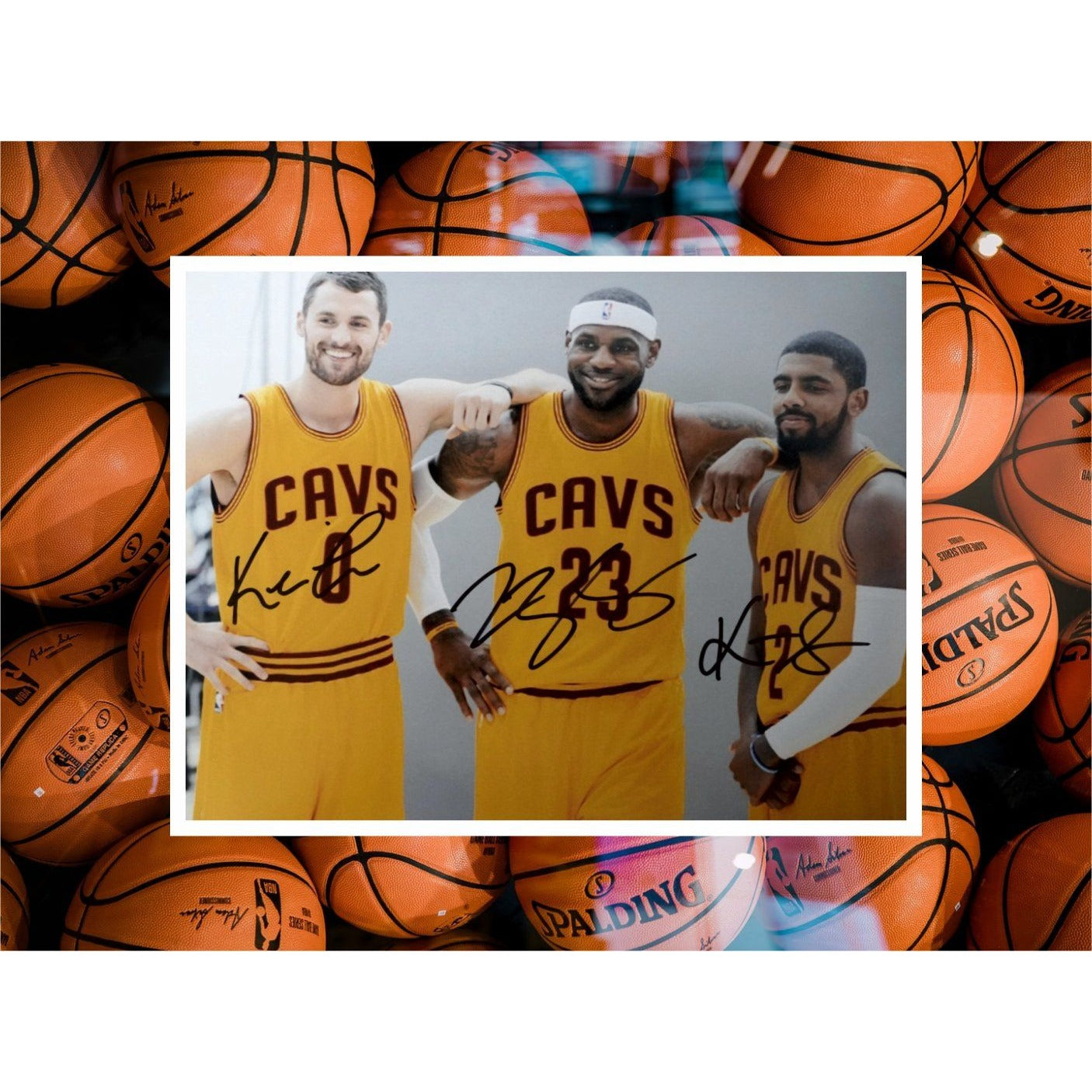 Cleveland Cavaliers LeBron James Kyrie Irving Kevin Love 8 x 10 photo signed with proof