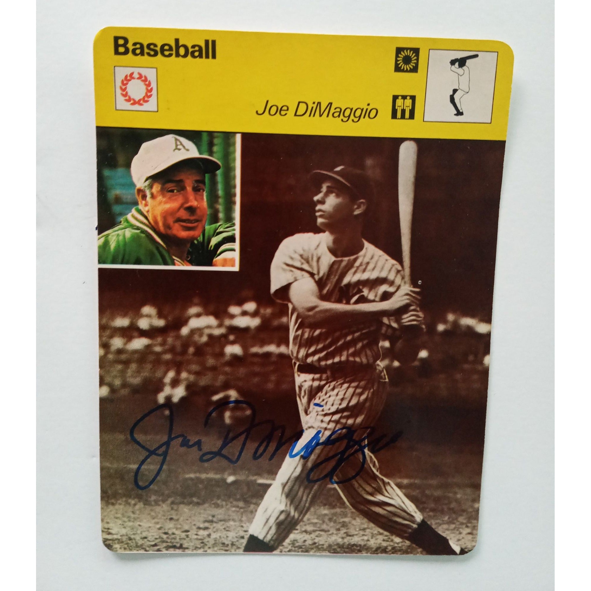 Joe Di Maggio 5 x 7 baseball card signed with proof