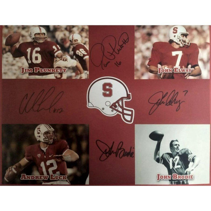 University of Stanford John Elway Jim Plunkett Andrew Luck John Brodie 11 by 14 photo signed
